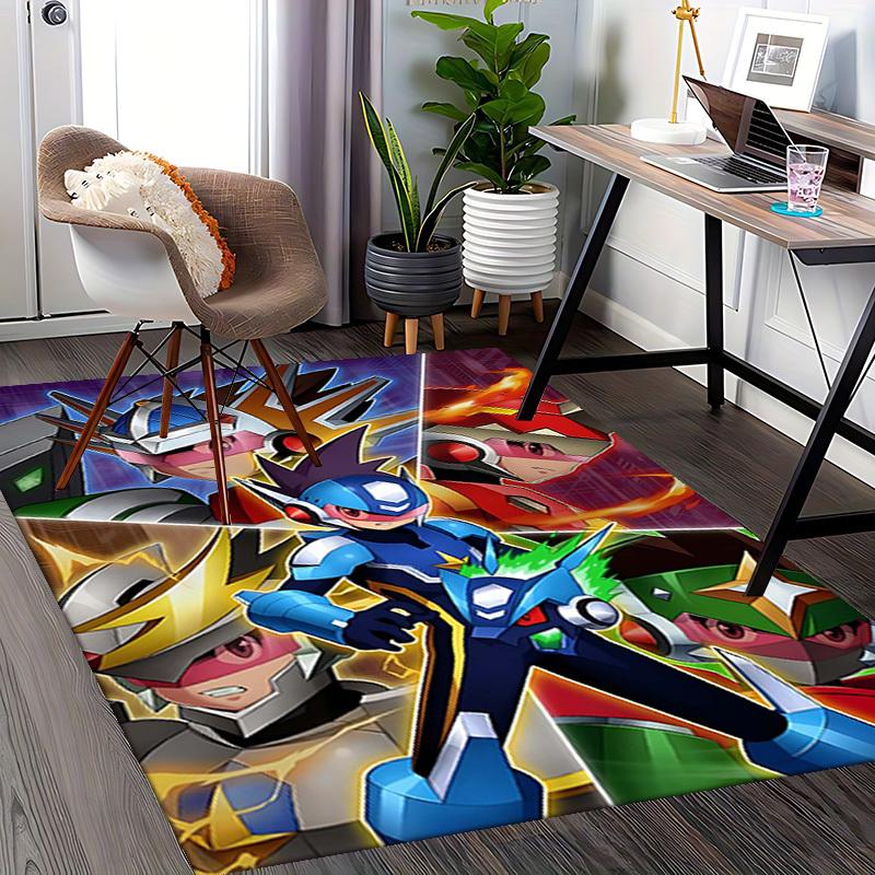 1pc Mega Man Anime Cartoon Design Office Chair Mat Non-Slip Carpet for Home Decor, Living Room, Bedroom, Game Room - Perfect Gift for Fans!Y072