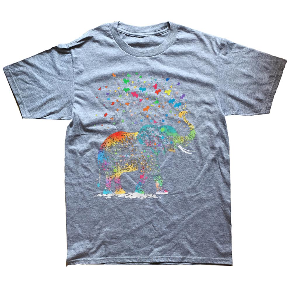 Funny Cute Elephant Lover Animal T Shirts Men Women Pure Cotton Humor Streetwear Tee Shirt Short Sleeve Unisex Loose Clothing