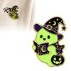 Holiday Badge Pin Halloween Witch Hat Ghost Enamel Brooch, Glow-in-the-Dark Cartoon Clothes Pin, for Sweaters Jackets Scarves Decoration Bags