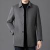Мужское двустороннее шерстяное пальто зимнее средней длины, костюм папы, съемная пуховая подкладка, теплая повседневная куртка