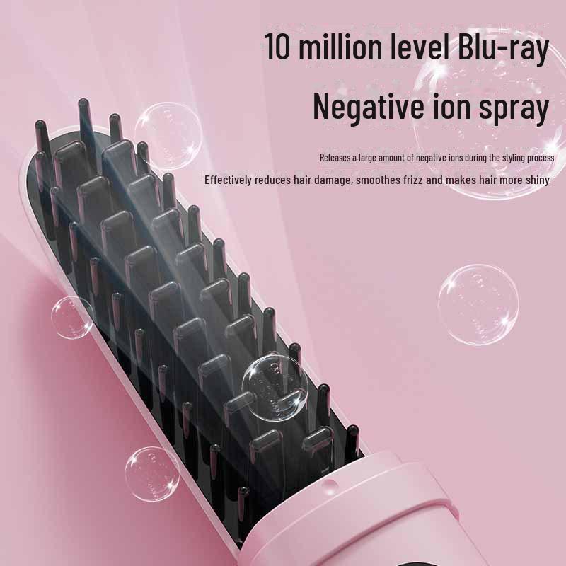 Беспроводная расческа-выпрямитель и плойка двойного назначения - Бережная к волосам с электрической объемной укладкой.