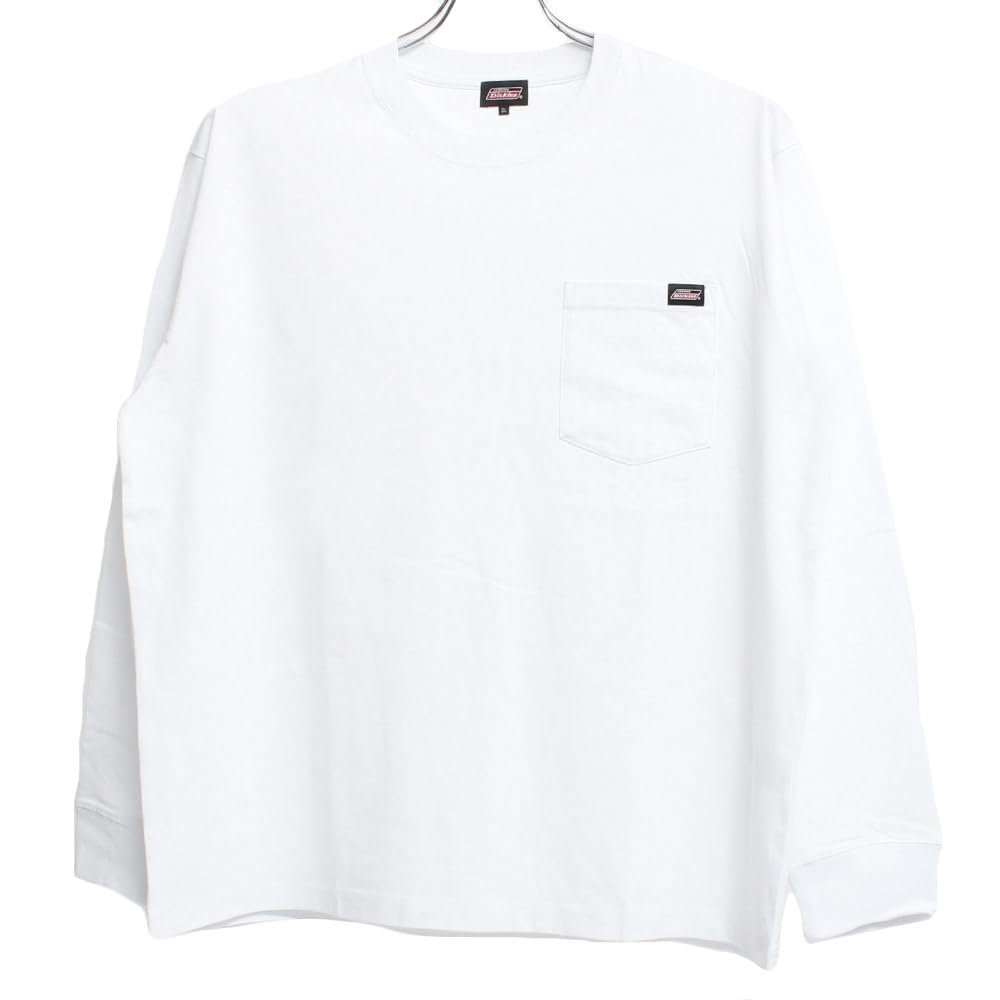 Genuine Dickies Men's Long Sleeve T-Shirt, Pocket, Logo Print, Crew Neck, Size 3L, White (09)