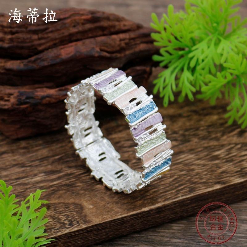 Новый эмалевый цвет полый геометрический эластичный браслет женская мода высокое чувство нерегулярная линия браслет