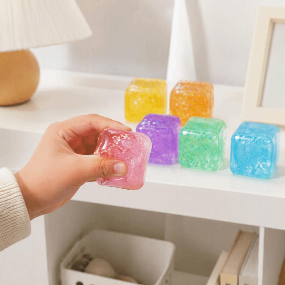 Glitter Ice Cube Squishy Toy Slow Rise Cube Fidget Toy Cube Squeeze Toy Birthday Party Favor