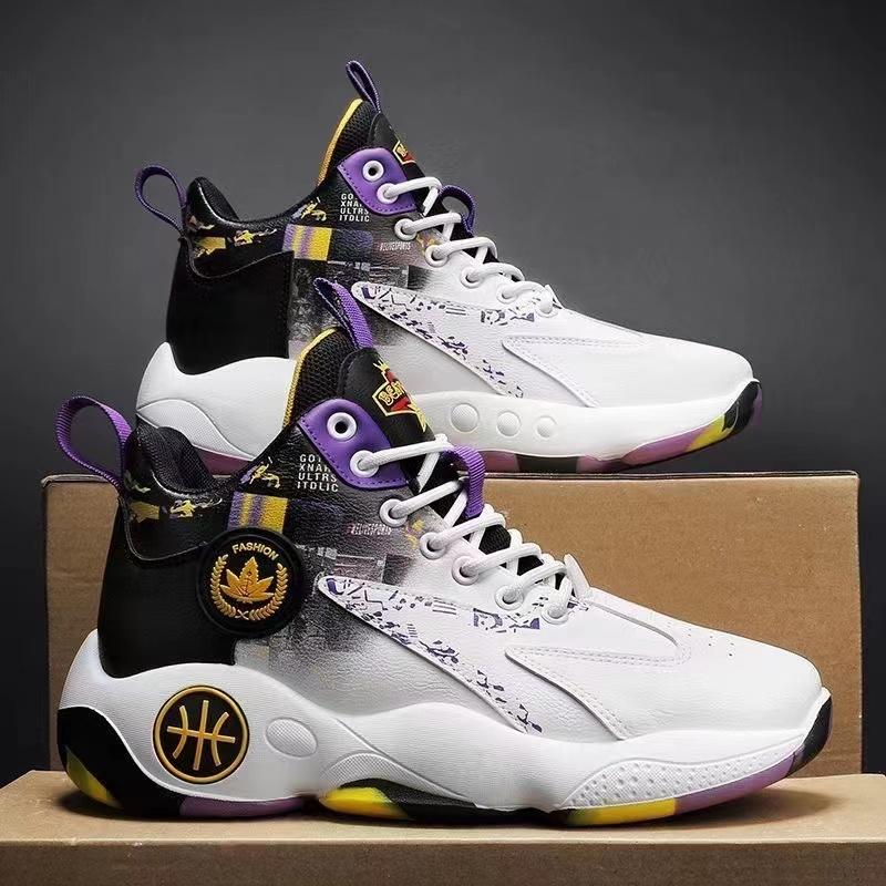 Spring New Men's Shoes Colorful High Top Breathable Men's Casual Sports Shoes Trendy and Versatile Basketball Shoes