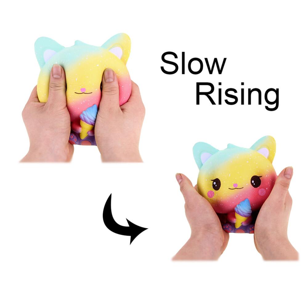 Cute Plush Ice Cream Cat Stress Toy Squeeze Rebound Toy for Kids & Adults Soft