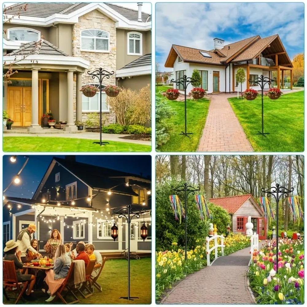 Черные подвесные крюки для корзин, регулируемые крюки для растений, металлические пастушьи крюки, для помещений и улицы