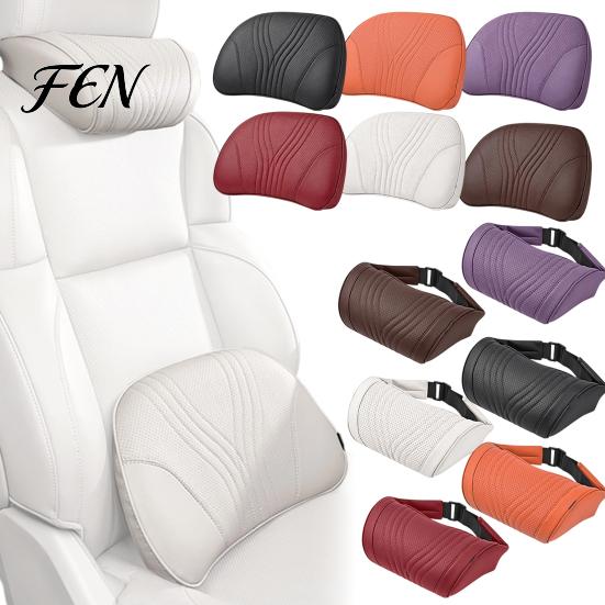 Adjustable Headrest Pillow Car for Neck Support, Memory Foam with Breathable Cushion Strap, Universal Ergonomic Lumbar Support Auto Truck SUV Interior
