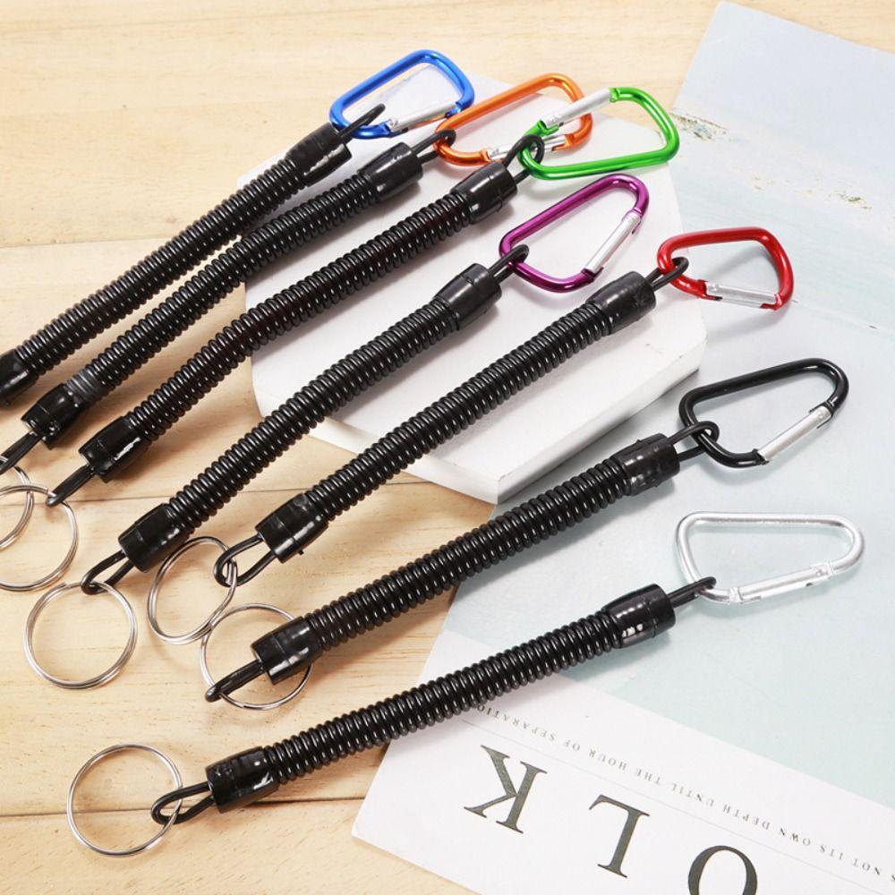 Hiking Wrist Keychain Spring Key Cord Spring Elastic Rope Anti-lost Phone Keychain Fishing Lanyards
