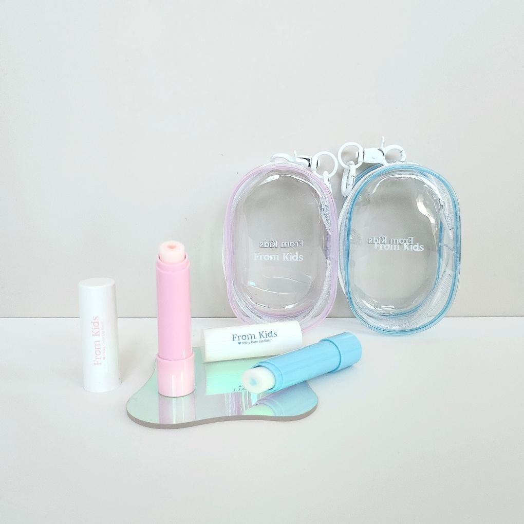 Fromkids Transparent Multi-Pouch 2-Piece Toddler/Children Elementary School Lip Balm Keychain Case