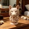 Wild Animal Head Sculpture 3D Printed Wolf Figurine, Realistic Statue with Round Base, for Home Office Bookshelf Decor Decoration