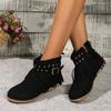 Женские сапоги, новые повседневные винтажные туфли для женщин, однотонные ботильоны с бахромой, удобные ботинки с круглым носком, женские ботинки Botas De Mujer