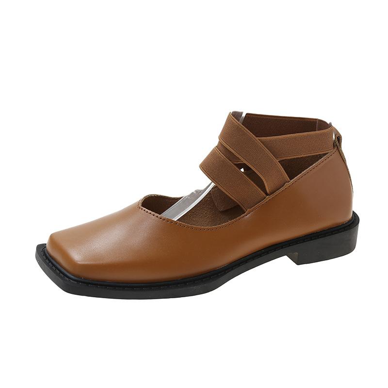 Мода 2024 года, новый дизайн, туфли Мэри Джейн, женские, элегантные, с квадратным носком, на плоской подошве, летняя мода, повседневная обувь с перекрестными ремешками и эластичной резинкой для женщин