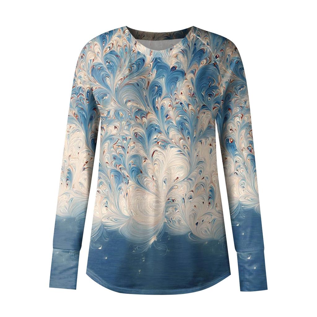 Womens Oversized Sweatshirt Graphic Sweater Long Sleeve Drop Shoulder Round Shirt Tops Vintage Clothes