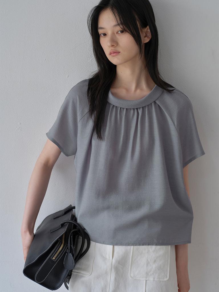 MOAT Jane Shirred Blouse (Grayish Blue)