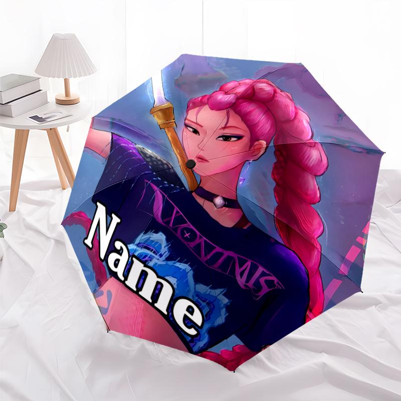 Personalized Name K-KPop Demon Hunters Print Umbrella - Automatic Open/Close, Eight-Rib Durable Frame, Automatic Folding Umbrella