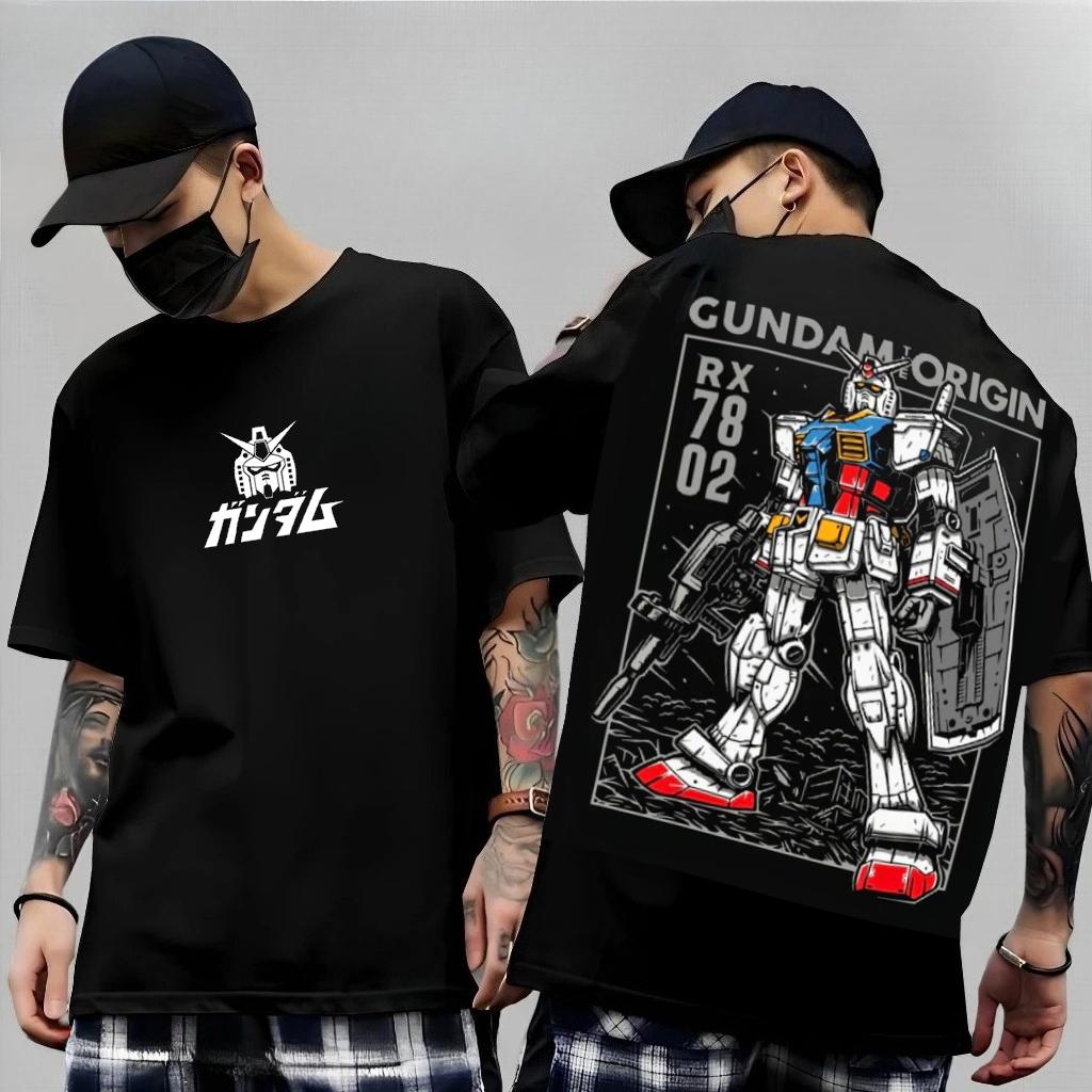 Японское Аниме Мобильный Костюм RX782 Гандам Летние Короткие Рукава Хлопок Принт Футболки Мужчины Женщины Харадзюку Y2k Родитель-Ребенок Футболки Топы