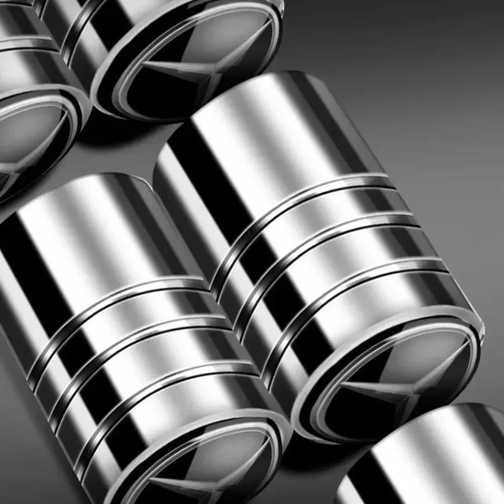 C200 E200 New 2025 For Mercedes Benz 4pcs Metal Plating Car Truck Bicycle Tire Valve Caps Rim Stem Cap Valves For Mercedes Benz