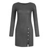 Женское модное повседневное платье на пуговицах, сексуальное облегающее платье, платье с длинным рукавом однотонное