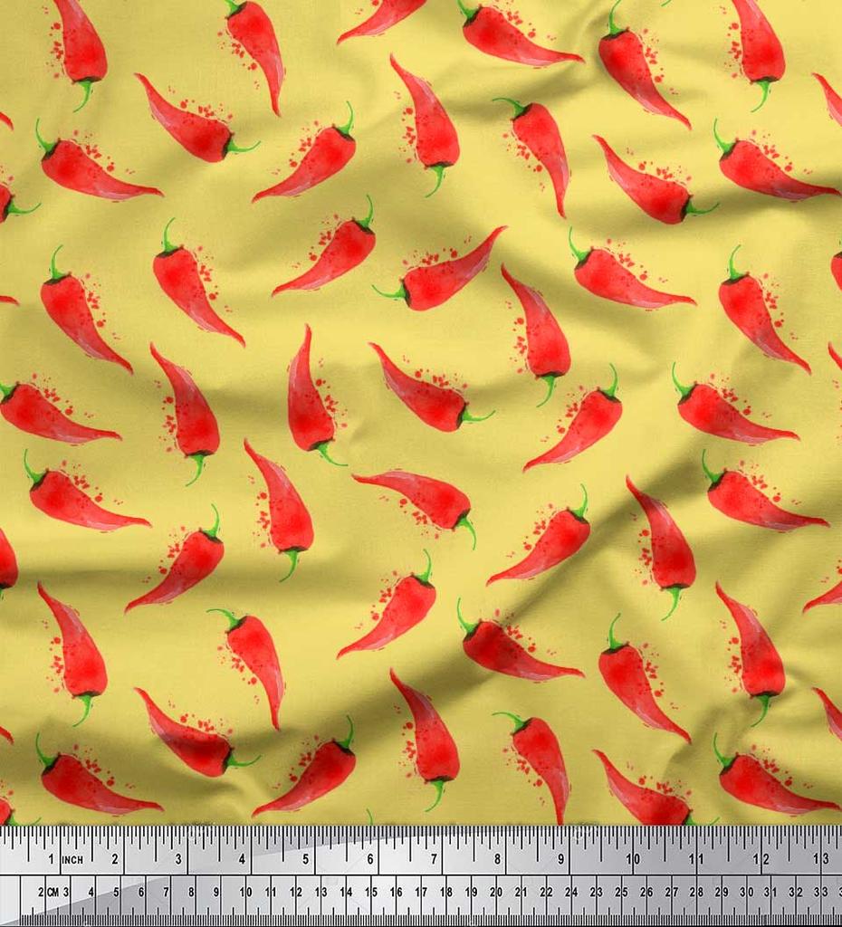 Soimoi Черная полиэстеровая креповая ткань с принтом овощей чили, ярд, 42 дюйма