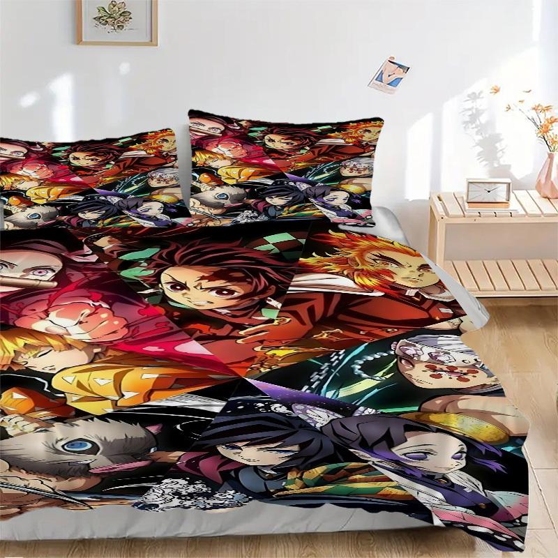 3pcs Demon Slayer Bedding Set. Soft and Comfortable with No Core Included (1x Duvet Cover + 2x Pillow Covers) yy251031030