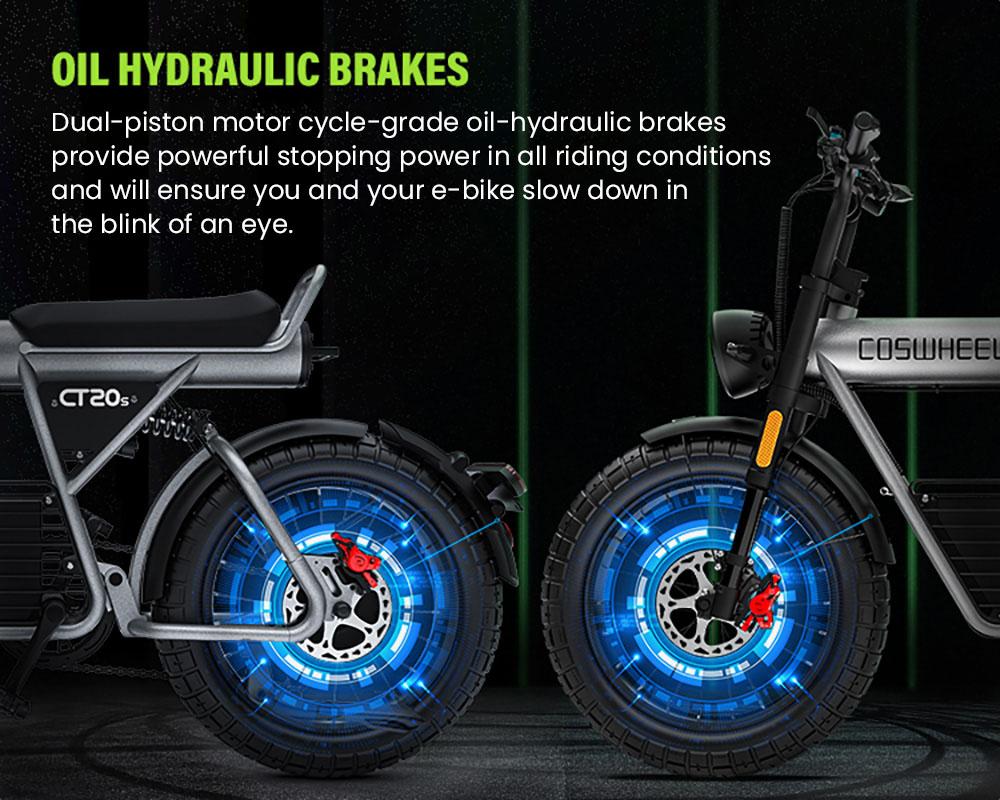 Электрический велосипед COSWHEEL CT20S, двигатель 1500 Вт, аккумулятор 60 В, 27,5 Ач, внедорожная шина 20*5,0 дюйма, максимальная скорость 65 км/ч, максимальный запас хода 160 км, 7-скоростная система Shimano