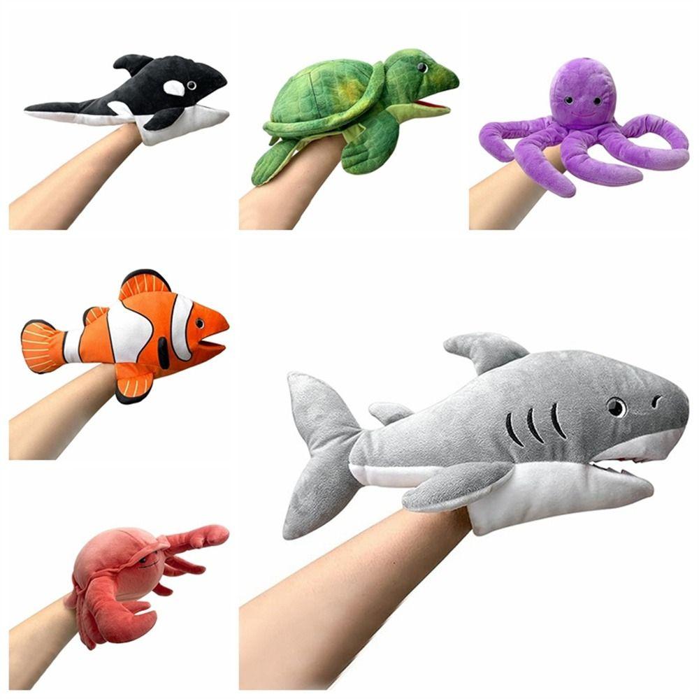 Movable Mouth Plush Shark Puppet Hand Doll Sea Animal Puppets Christmas Early Education