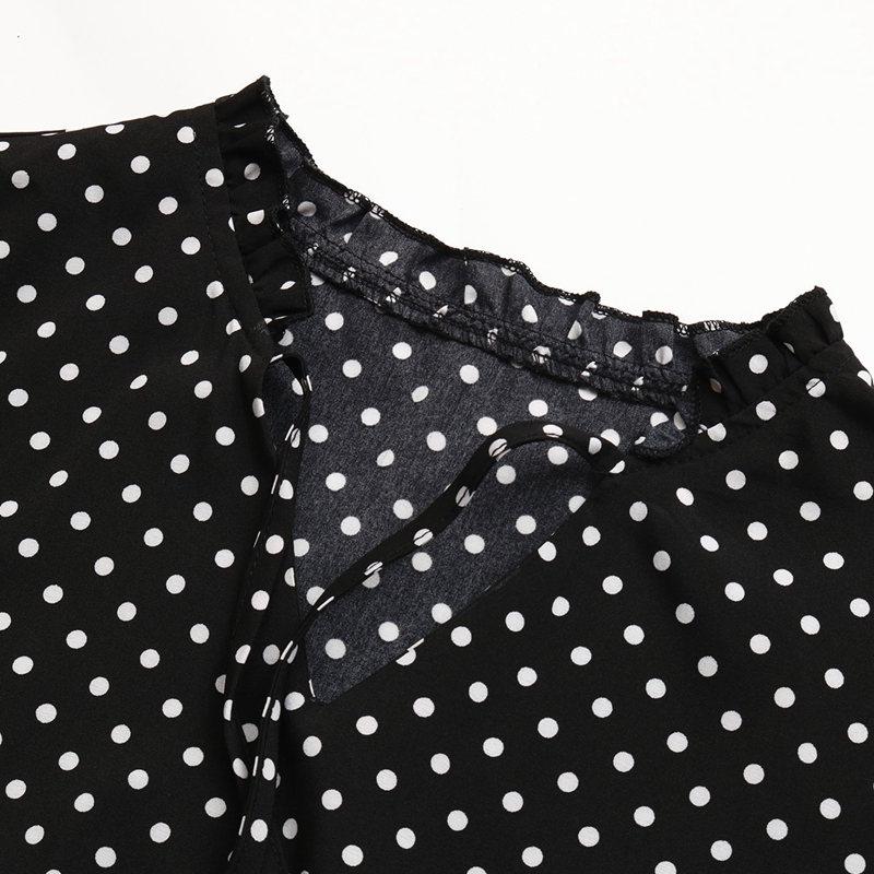 Женское весеннее платье с V-образным вырезом и высокой талией, шикарное длинное платье в горошек с длинными рукавами и принтом