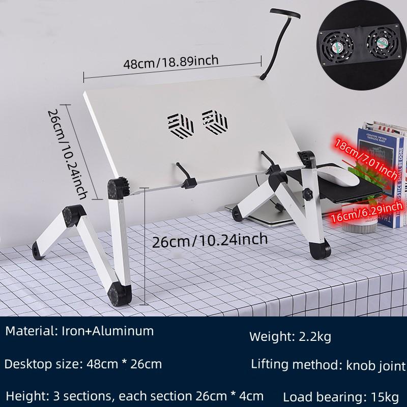 Портативная регулируемая складная подставка для ноутбука, ТВ-кровать, ПК, настольная подставка для ноутбука с ковриком для мыши, охлаждающий вентилятор для ноутбука