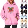 Women's Sweatshirts O-neck Long Sleeve Christmas Printed Top Solid Color Hoodie