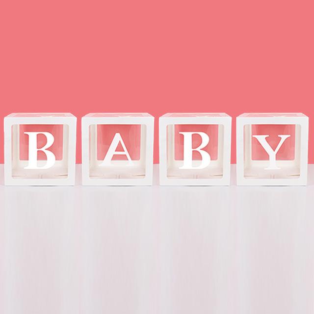 A-Z Letter Name Transparent Balloon Box BABY ONE Blocks Boy Girl Party Gift Box Wedding Decoration Baby Shower Birthday Party
