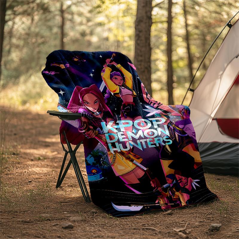 1pc KPop22 Theme Blanket - Digital Print, Polyester, Cozy for All Seasons, Perfect for Outdoor, Camping, and Travel