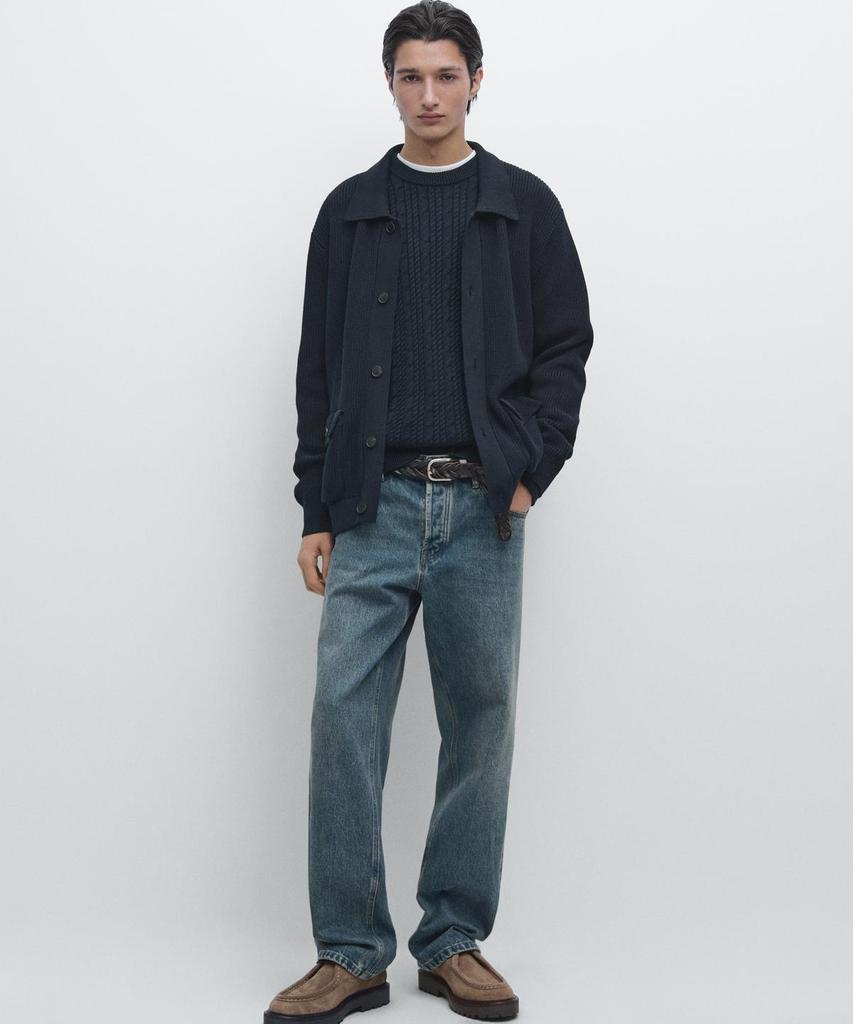 Хлопковый вязаный кардиган Massimo Dutti с карманами