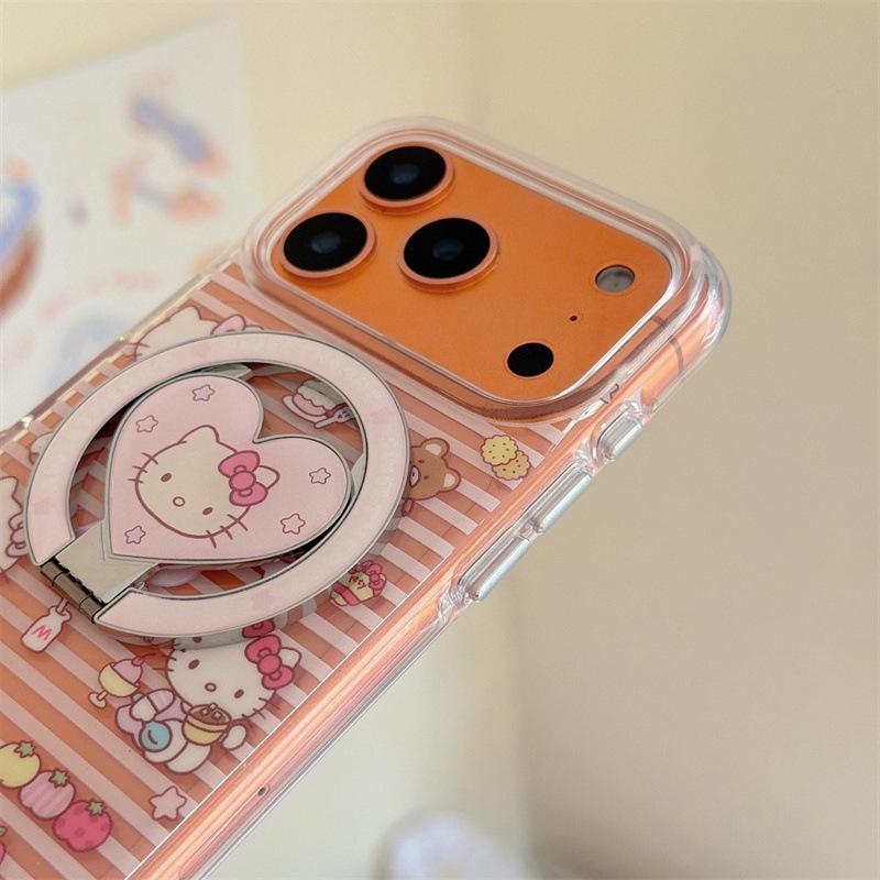 Розовый полосатый маленький панда Магнитный чехол для iPhone 17/16 Pro Max/15/14 Девичий