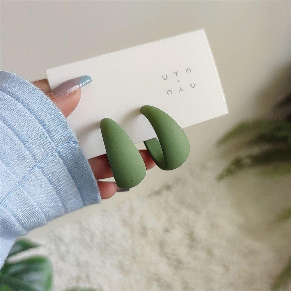 Korean Style Candy Color Fresh Jewelry Gifts Geometric Hoop Eardrop C-shaped Earring Dangler