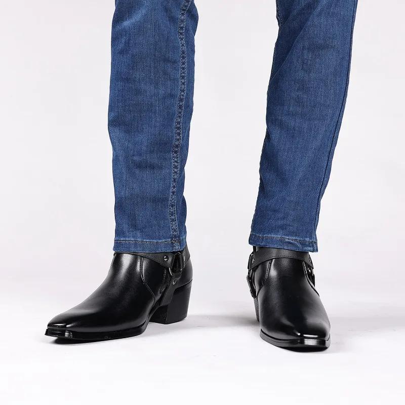 Мужские ботинки, модные дизайнерские ботинки «Челси», роскошные высококачественные мужские ковбойские ботинки, черные, коричневые, на молнии, для офиса, свадебные, модельные туфли, мужские