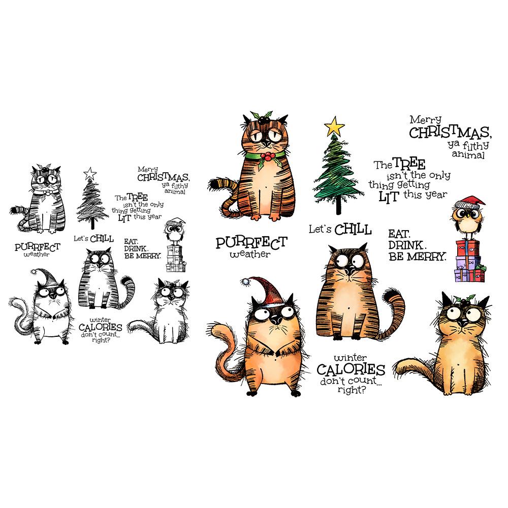 Рождественский Мяу Прозрачный Силиконовый Штамп-Планер и Стальной Штамп для Тиснения для Открыток Ручной Работы