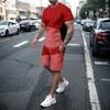 2-piece Men's 3D Line Splicing New Casual Set Men's Short Sleeved T-shirt and Fashionable Shorts Set Summer Outdoor
