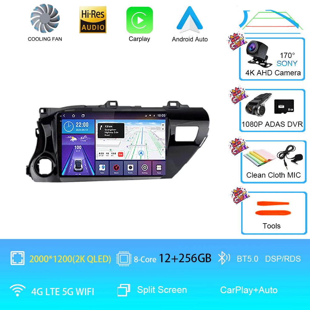 Автомобильное радио Android 14 для TOYOTA HILUX PICK UP AN120 2015 - 2020 RHD/LHD Мультимедийный видеоплеер Ресивер 5G DVD Wifi Carplay