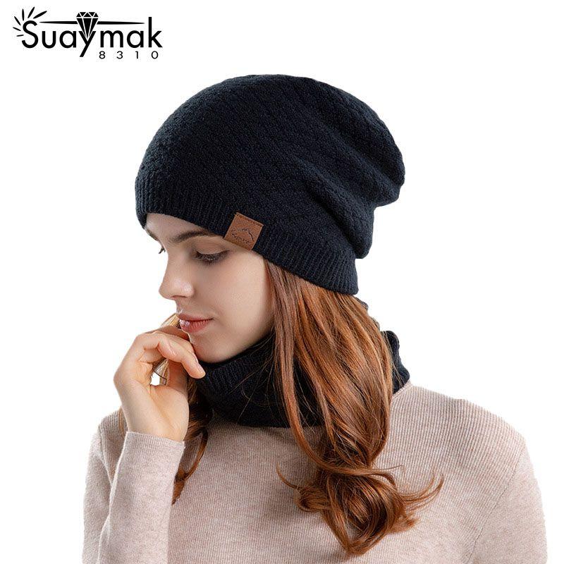 Winter Outdoor Warm Hat Women's Scarf Pullover Hat Men's Plus Velvet Warm Ear Protection Knitted Wool Hat