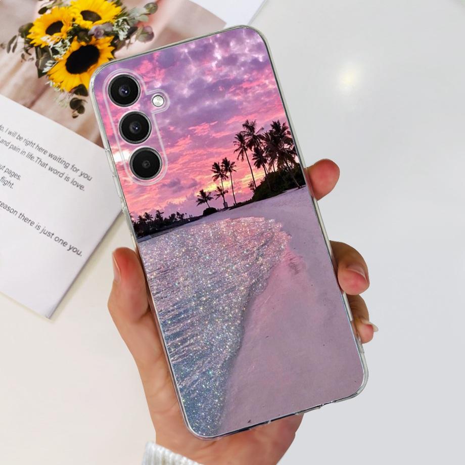 Для Samsung Galaxy A24 4G Чехол Пара Милое Сердце Красивый Цветок Чехол Для Fundas Samsung A24 4G A245F A 24 Мягкий Прозрачный Резиновый