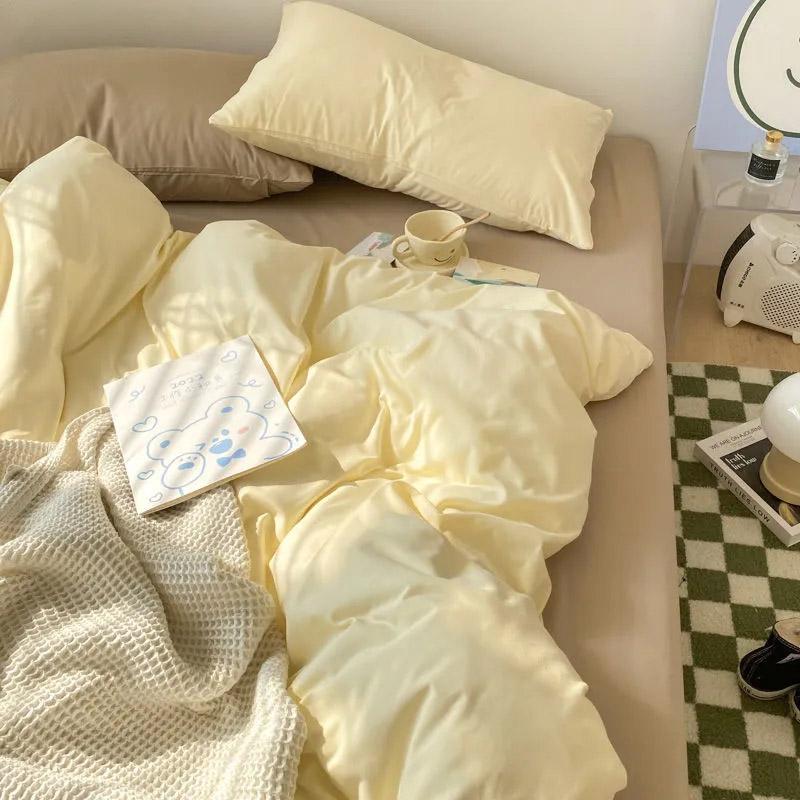 4 шт./комплект, простые однотонные простыни и пододеяльники разных цветов, комплект постельного белья Ins для студенческого общежития, покрывало на кровать 1,2 м, наволочки, комплект из 3 предметов