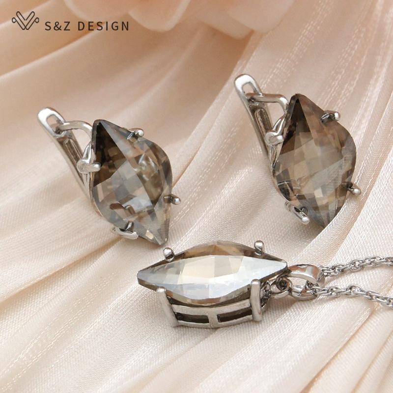 Модные роскошные серьги-капли с призматическими кристаллами для женщин, свадебные серьги цвета розового золота, ювелирные изделия в подарок