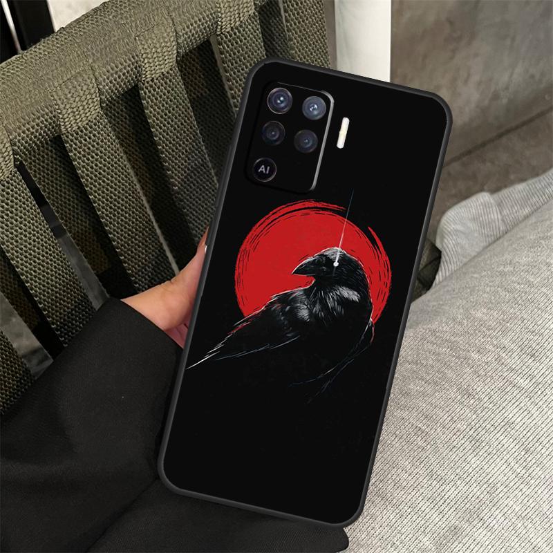 Crow Raven Dark Skull Case For Oppo A58 A18 A38 A78 A98 A17 A77 A80 A40 A60 A16 A76 A96 A74 A94 A54 A15 A57S Cover