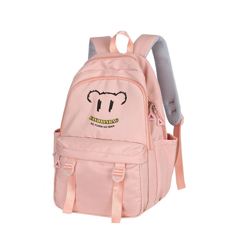 Oxford Bear Print Schoolbag Backpack With Breathable Design 16in Laptop For Teen