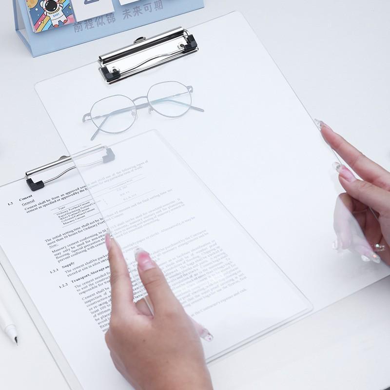 Thickened A4 Transparent PET Clipboard - Durable Document Holder for Office & Student Use