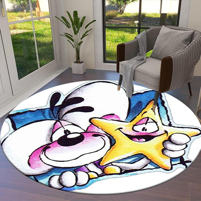 Diddl Round Area Rug,Carpet Rug for Living Room Bedroom Sofa Playroom Decor,Non-slip Floor Mat