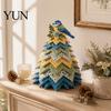 Retro Style Fabric Art Bird Christmas Tree Patchwork Kit, DIY Quilted Craft Creative Handmade Gift Ideas Floral Centerpiece for Holiday Home