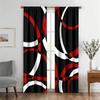 2PCS Abstract Geometric Stripes Rectangles Red Black Modern Light Filtering Curtains for Living Room Bedroom Window Drape Decor