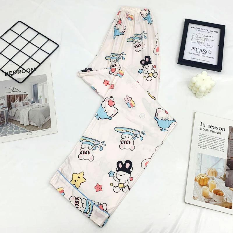 Женские Мультяшные Пижамные Штаны Hello Kitty - Летние Повседневные, Свободный Крой для Дома или Улицы